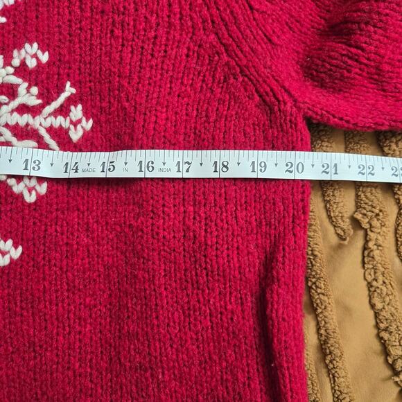 Ann Taylor Womens Vintage Christmas Embroidered Snowflake Turtleneck Sweater L - Picture 8 of 9